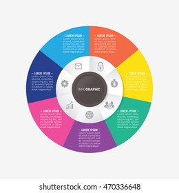 infographic template pie charts with 7 steps