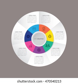 infographic template pie charts with 7 steps