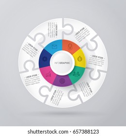 infographic template pie charts with 7 steps