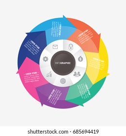 infographic template pie charts with 7 steps