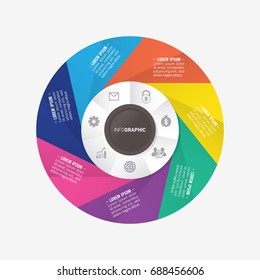 infographic template pie charts with 7 steps