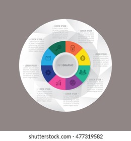 infographic template pie charts with 8 steps