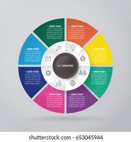 infographic template pie charts with 8 steps