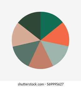 infographic template pie green and orange charts with 7 steps