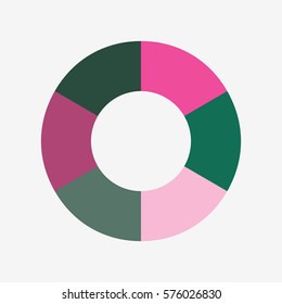 infographic template pie pink and green charts with 6 steps