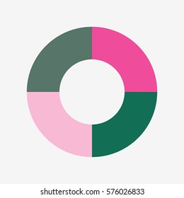infographic template pie pink and green charts with 4 steps