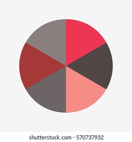 infographic template pie red and black charts with 6 steps