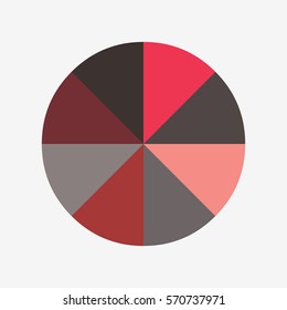 infographic template pie red and black charts with 8 steps