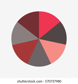infographic template pie red and black charts with 7 steps