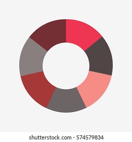 infographic template pie red and black charts with 7 steps