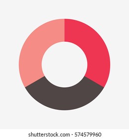 infographic template pie red and black charts with 3 steps
