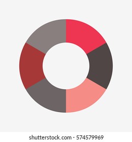 infographic template pie red and black charts with 6 steps
