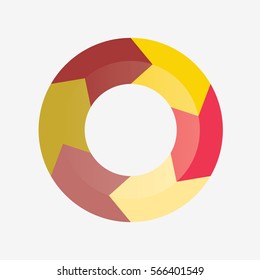 infographic template pie red and yellow charts with 6 steps
