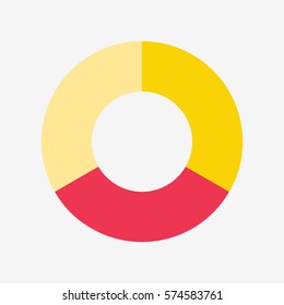 infographic template pie yellow and red charts with 3 steps