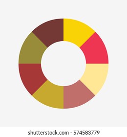 infographic template pie yellow and red charts with 8 steps