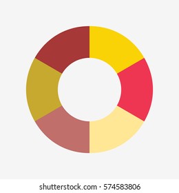 infographic template pie yellow and red charts with 6 steps