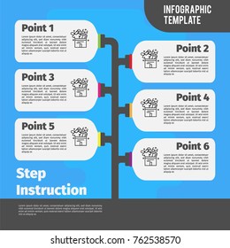 Infographic Template Pipes 6 steps