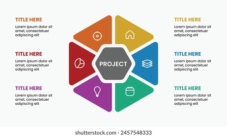 Infografik Vorlage Polygon Form mit 6 Optionen und Icons