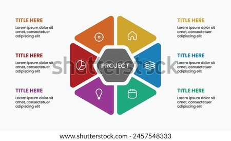 infographic template polygon shape with 6 option and icons