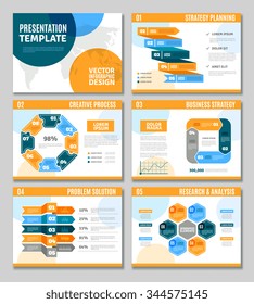 Presentación de plantillas de infografía definida con estrategia de negocio proceso creativo de solución de problemas símbolos de solución aislados de vectores aislados planos ilustración vectorial