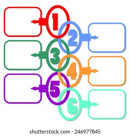 Infographic template for presentation of six options or steps with blank frames for own message