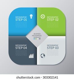 Infographic template  for presentation, web design, cycle diagram, graph, round chart. 4 steps options, parts business concept