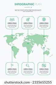 Infographic template for presentations and features data visualization includes a process chart with diagrams, steps, options. The concept for marketing through illustrations for drive to success.