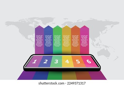 Infographic template of process step with mobile tablet phone, presentation infographic vector