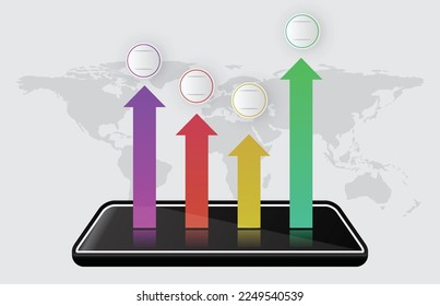 Infographic template of process step with mobile tablet phone, presentation infographic vector