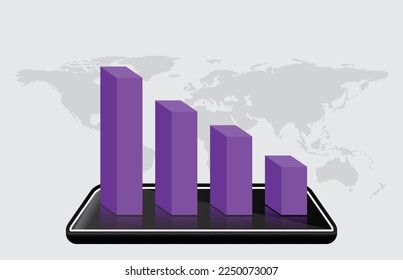 Infographic template of process step with mobile tablet phone, presentation infographic vector