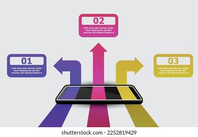 Infographic template of process step with mobile tablet phone, presentation infographic vector