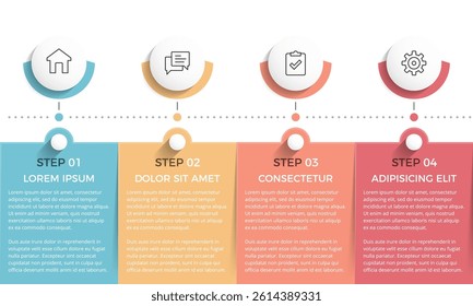 Infographic template of a process or workflow with four elements for your text, vector eps10 illustration