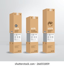 infographic template product shipping paper box Design style / can be used for infographics / numbered banners / horizontal cutout lines / graphic or website layout vector