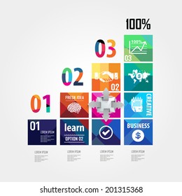 infographic Template with profit graph jigsaw banner . concept vector illustration