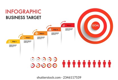 Infographic template for project and planning 5 ladders level modern timeline, roadmap, stages, step reach to target