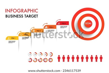 Infographic template for project and planning 5 ladders level modern timeline, roadmap, stages, step reach to target Foto stock © 