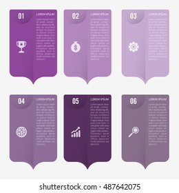 infographic template purple 6 options