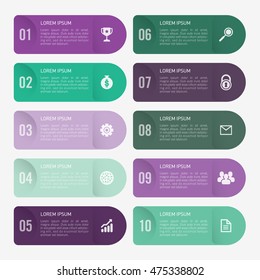 infographic template purple and green 10 options