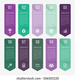 infographic template purple and green 10 options