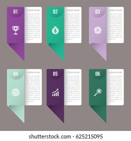infographic template purple and green 6 options