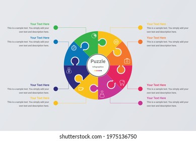 Infographic template with puzzle circles vector image 8