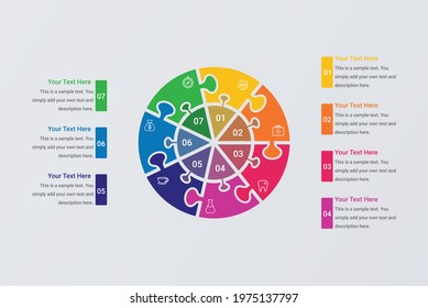 Infographic template with puzzle circles vector image 7