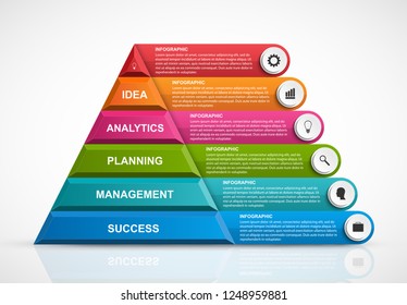 Infographic template with pyramid for presentations or information booklet. Vector illustration.
