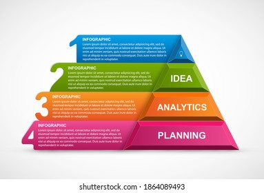 Infographic template with pyramid for presentations or information booklet. Vector illustration.