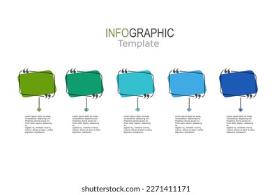 Infographic template with quote for business plan ,strategy, roadmap. 5 Steps Modern  presentation vector infographics