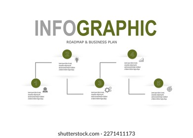 Infographic template with quote for business plan ,strategy, roadmap. green 5 Steps Modern  presentation vector infographics