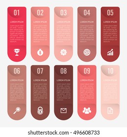 infographic template red 10 options