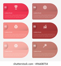 infographic template red 6 options