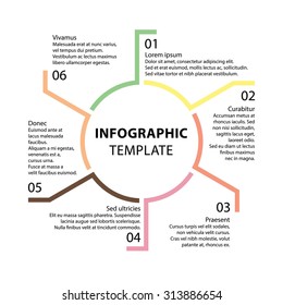 Infographic template. Report templates. 6 steps, processes, options and concepts of Business. Graph and chart Diagram. Template. Business concepts. Vector. EPS10. Illustration