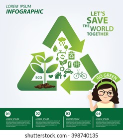 Infographic template. Reuse, Reduce, Recycle concept. Save world vector illustration.